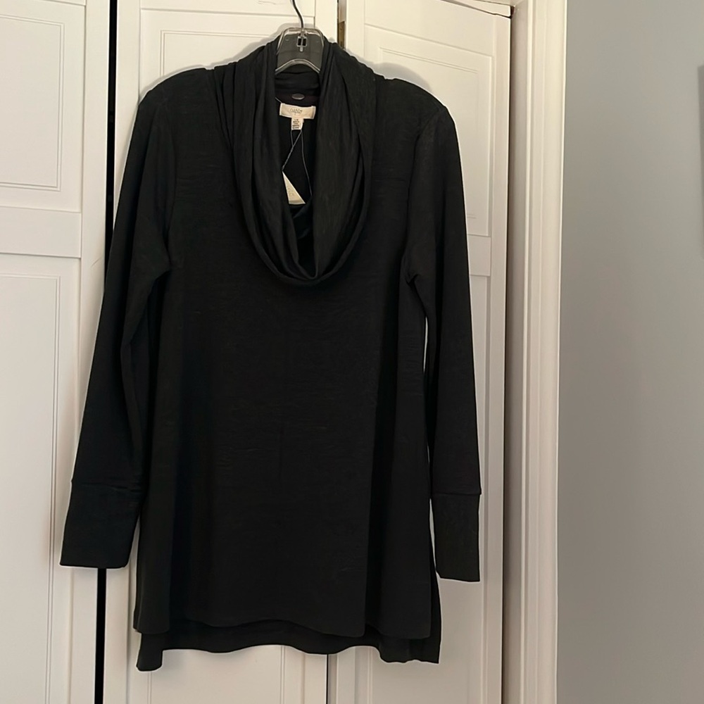 Cupio charcoal gray cowl tunic size large NWT